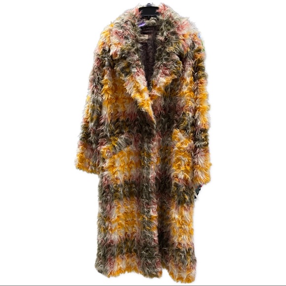 NWT We Free People Cardi Faux FurPlaid Coat Large We the Free - Picture 4 of 8